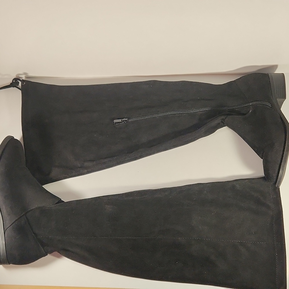 Torrid over the knee black "suede" boots with zipper wide calf 8w